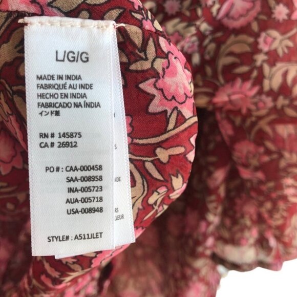 Amuse Society Lets Flounce Woven Top Large Floral Red Pink Summer - Picture 8 of 8